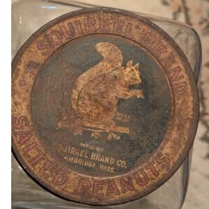 ANTIQUE SQUIRREL BRAND  SALTED PEANUTS Jar